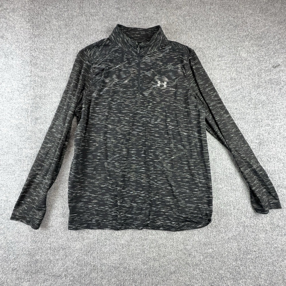 Under Armour Pullover Mens 3XL Gray HeatGear 1/4 Zip Mock Neck Long Sleeve